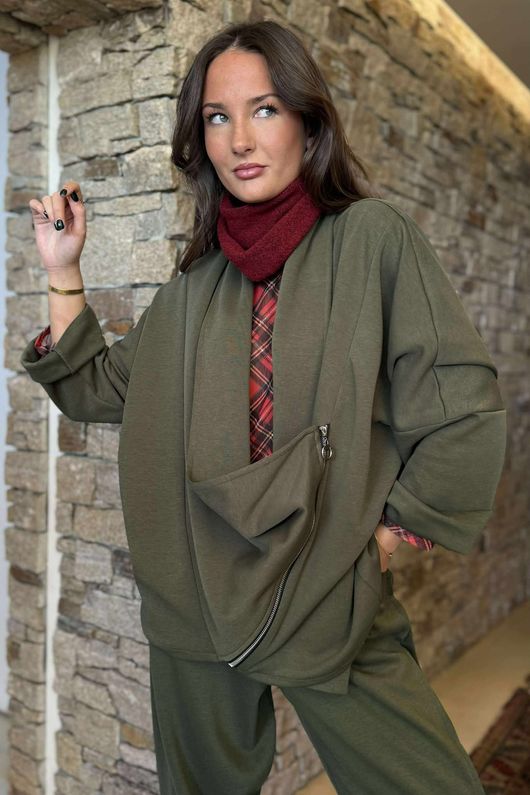 Sola Tech Drape Relaxed Biker Jacket Khaki